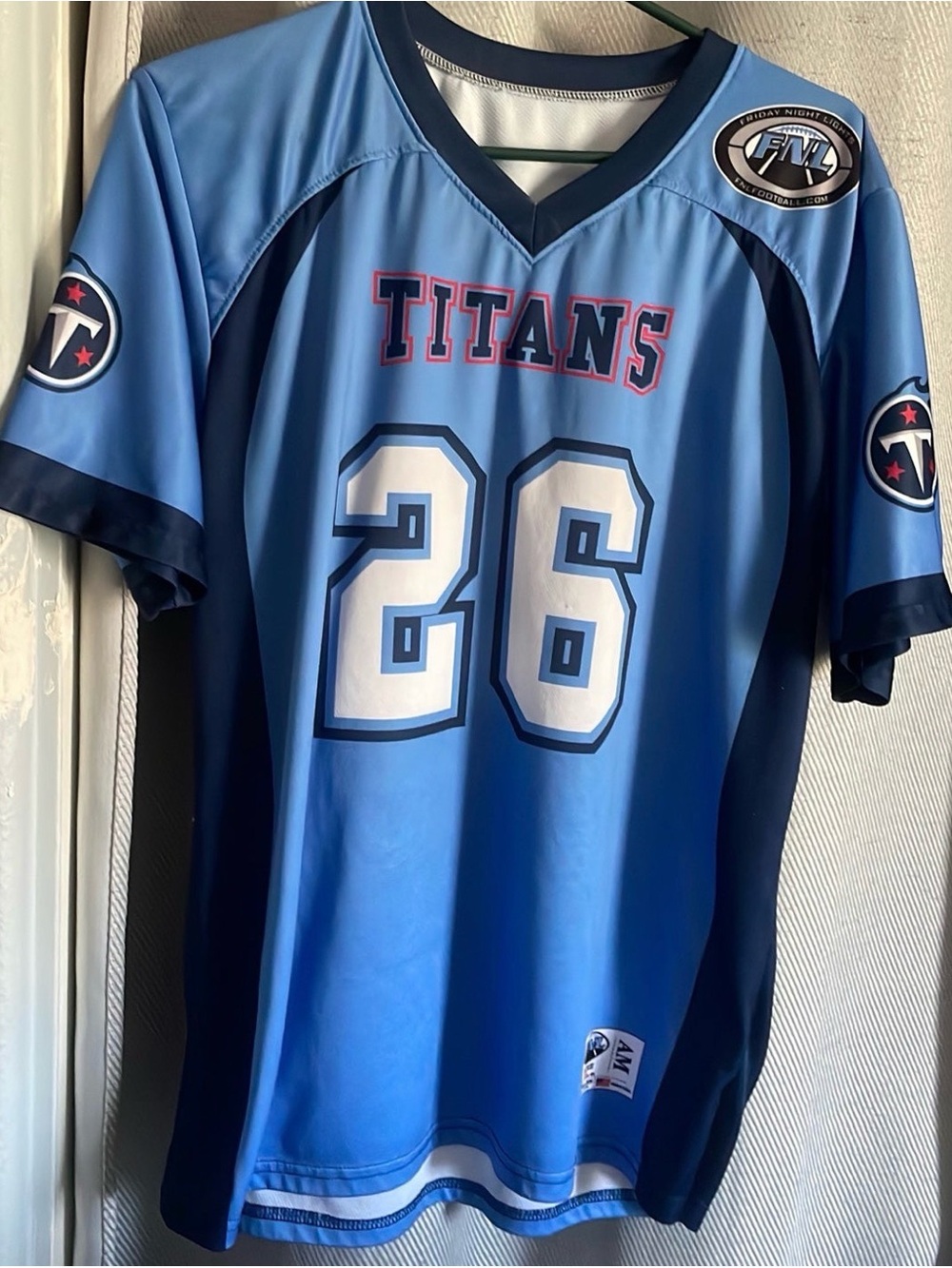Titans #26 Men's Light Blue Athletic Jersey